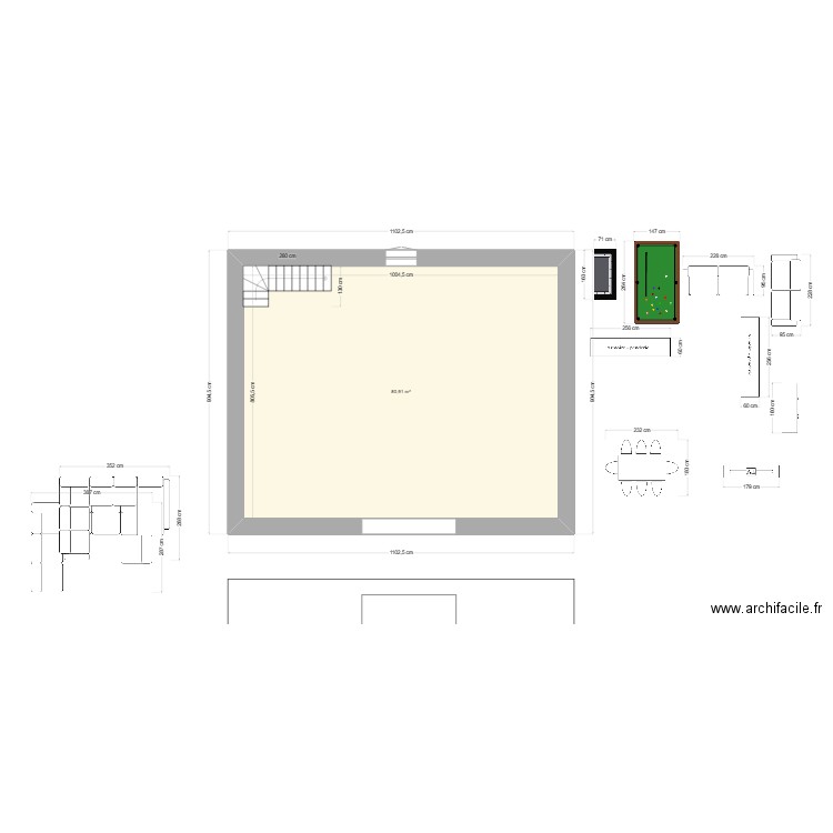 a amenager chai. Plan de 1 pièce et 81 m2