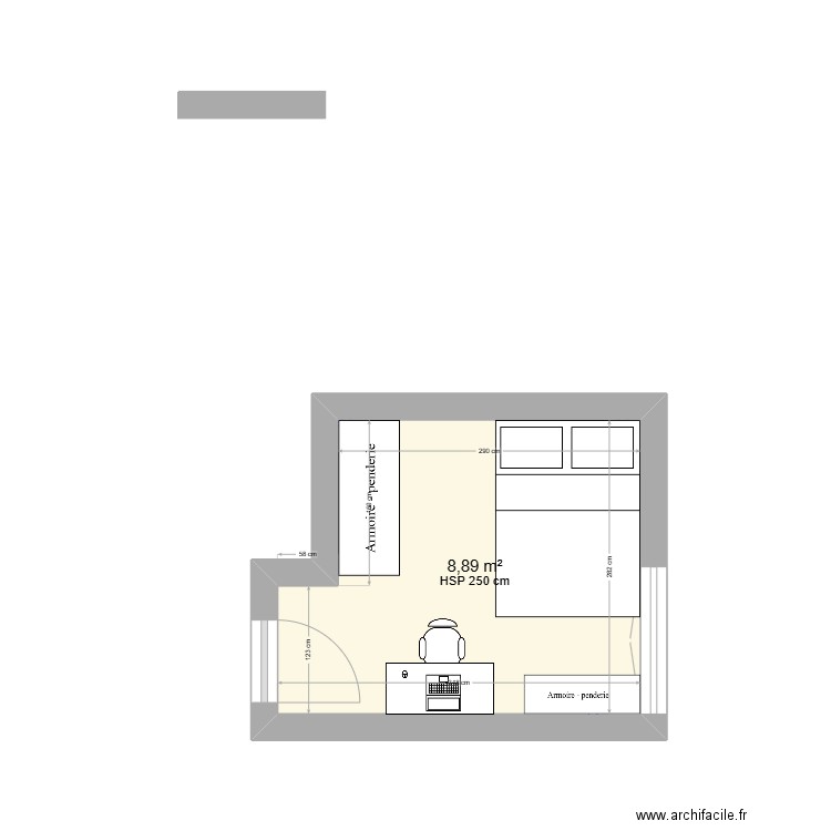 Chambre Alex. Plan de 1 pièce et 9 m2