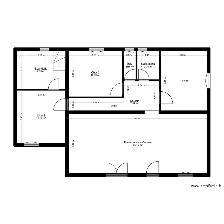 Maison mémé loc. Plan de 8 pièces et 88 m2