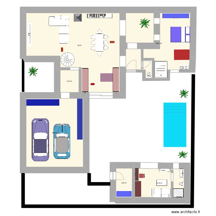 nous. Plan de 6 pièces et 160 m2