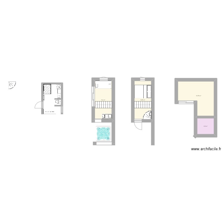 guerande. Plan de 4 pièces et 36 m2