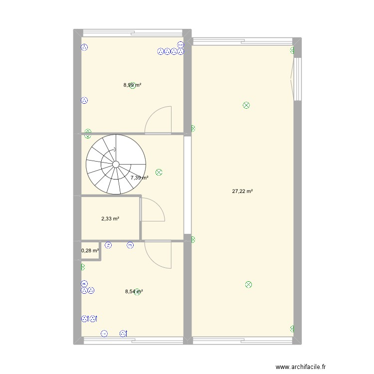 Plan 1er etg. Plan de 6 pièces et 55 m2