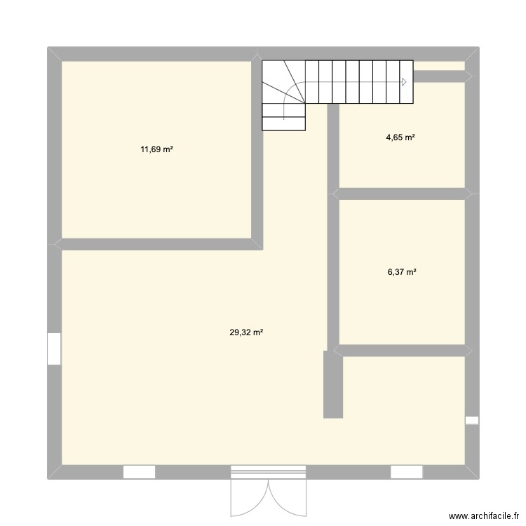 1 maison. Plan de 4 pièces et 52 m2