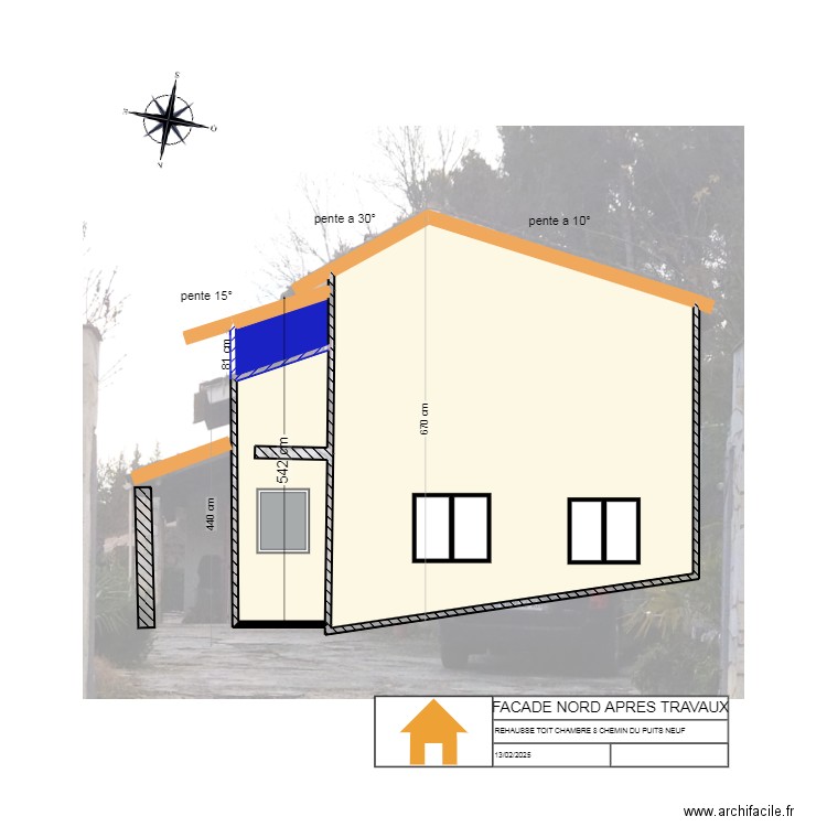 PLAN FACADE NORD MODIF=60. Plan de 3 pièces et 41 m2