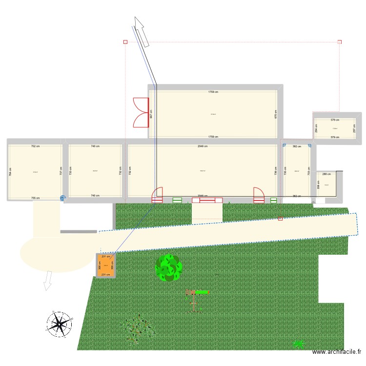 Plan de masse Grange. Plan de 8 pièces et 442 m2