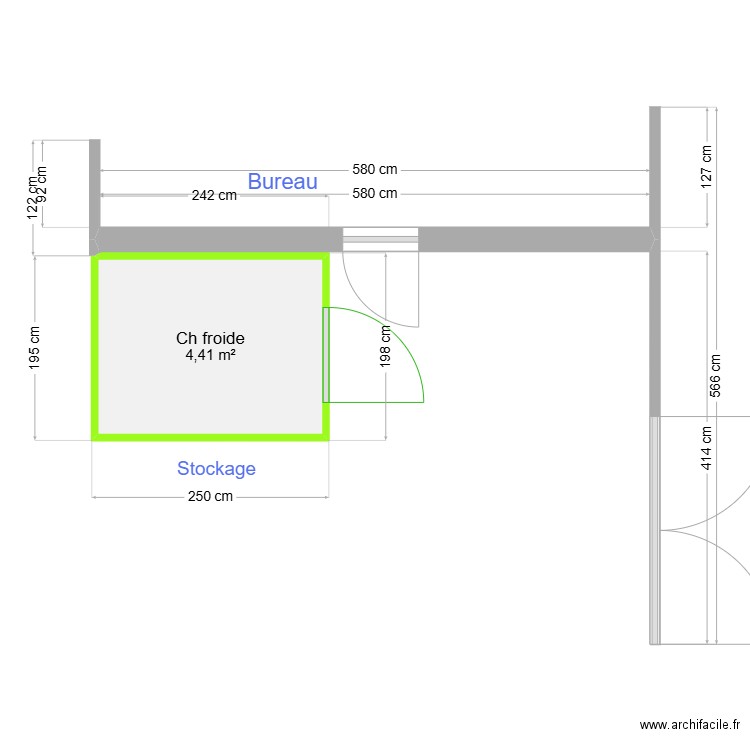 Ch froide GIE Capriferm. Plan de 1 pièce et 4 m2