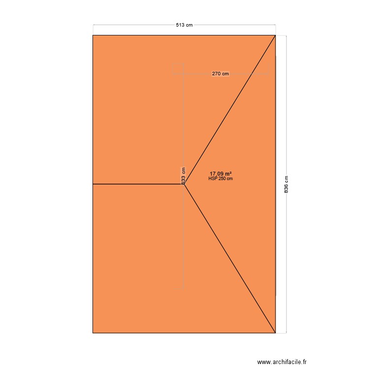 masse. Plan de 1 pièce et 17 m2