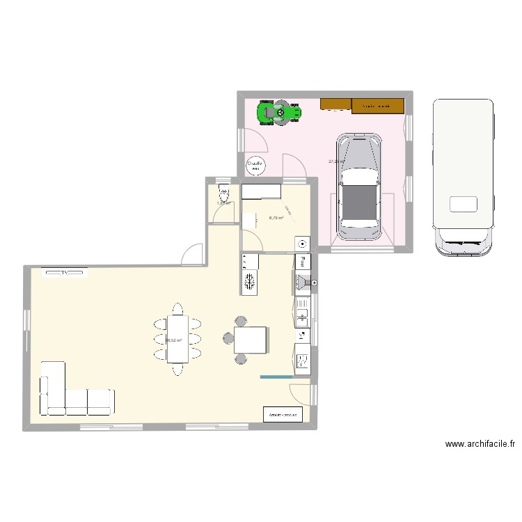 YD_Cuisine. Plan de 4 pièces et 102 m2