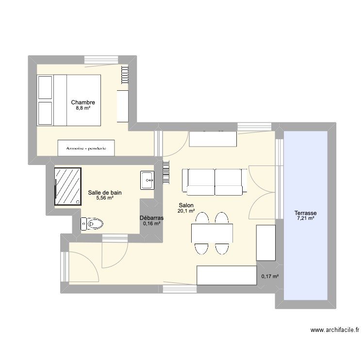 mimi. Plan de 6 pièces et 42 m2