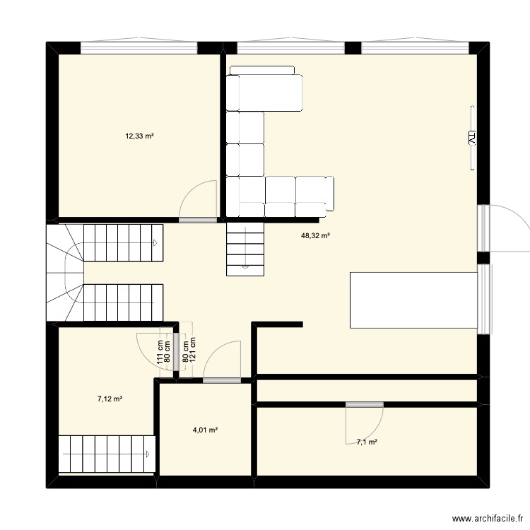 gimbrett. Plan de 5 pièces et 79 m2