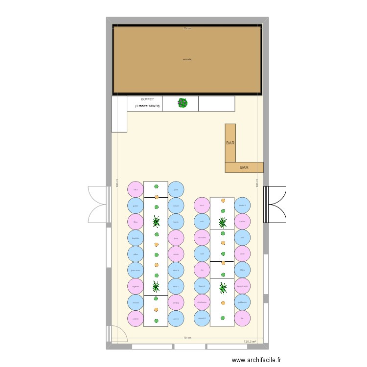 ANNIVERSAIRES . Plan de 1 pièce et 120 m2