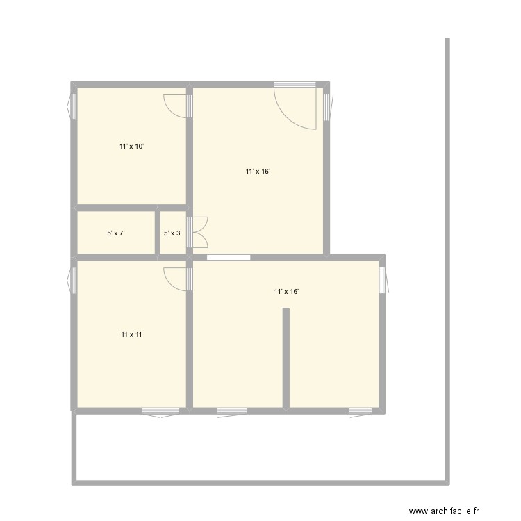 Plan 1. Plan de 6 pièces et 57 m2