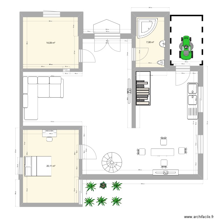 villa aboulkacem. Plan de 3 pièces et 41 m2