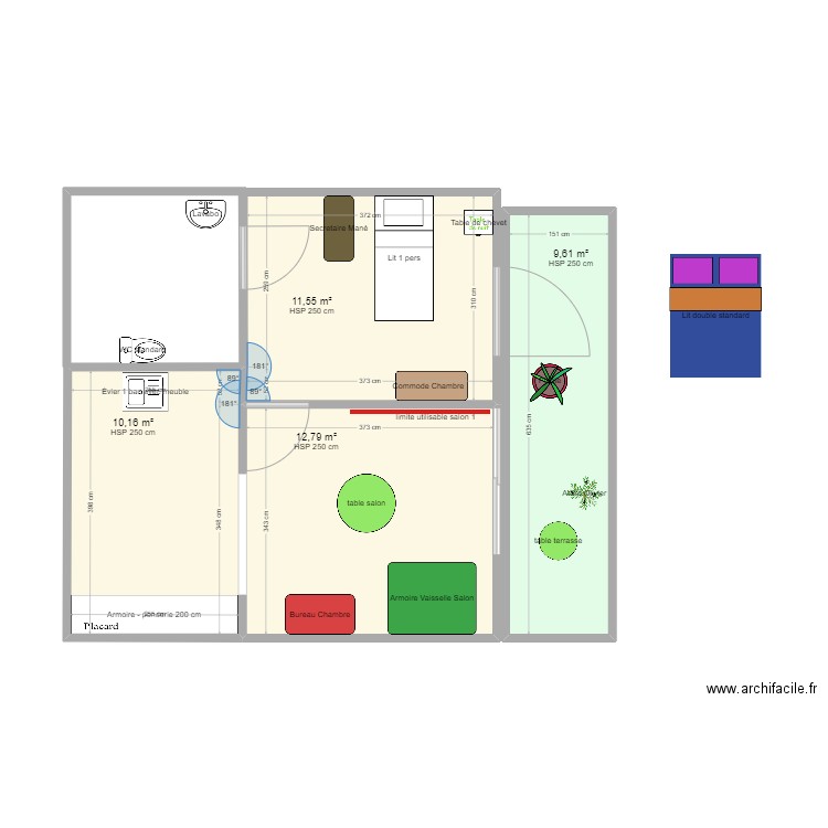 ApptMaman Girandieres. Plan de 4 pièces et 44 m2