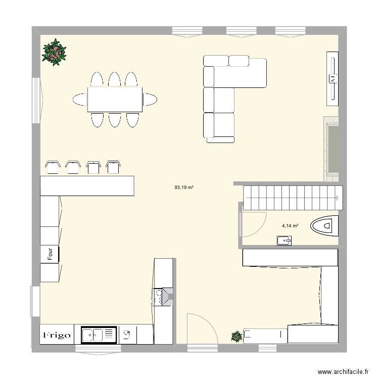 Maison. Plan de 2 pièces et 97 m2