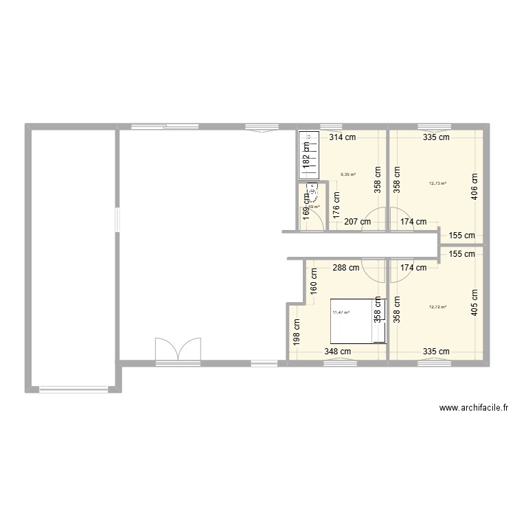 maison 2 etages. Plan de 5 pièces et 48 m2