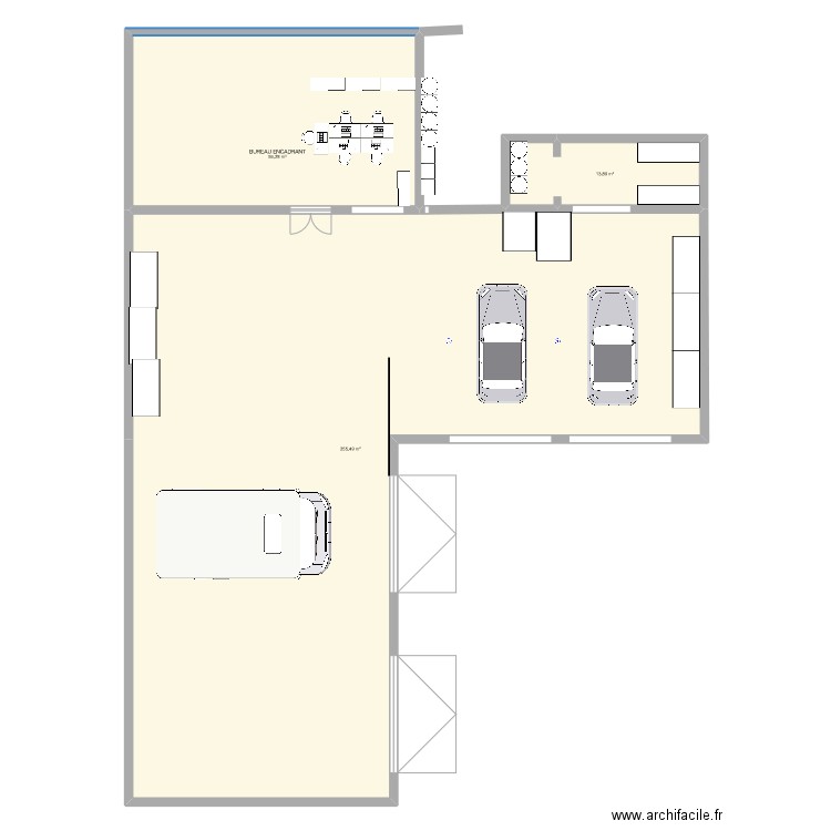 ATELIER . Plan de 3 pièces et 326 m2