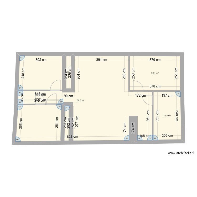 MONTHOUS/C. Plan de 4 pièces et 68 m2