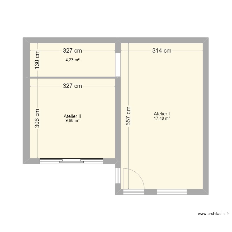 Atelier I. Plan de 3 pièces et 32 m2