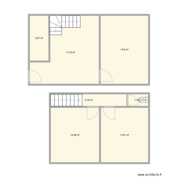 Plan maisonette HETIS 2. Plan de 7 pièces et 65 m2