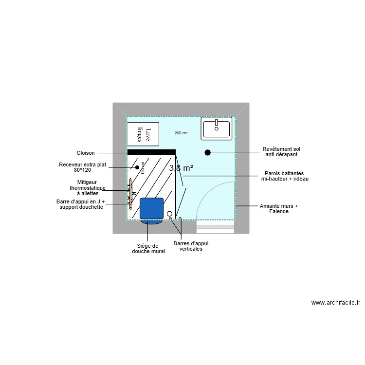 Projet SADOU. Plan de 1 pièce et 4 m2