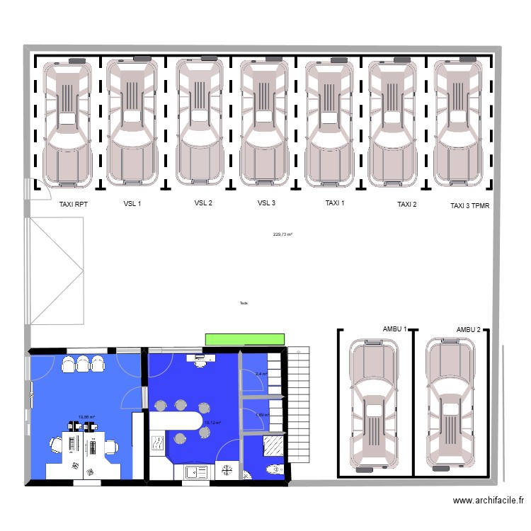 GARAGE ATE03. Plan de 5 pièces et 273 m2