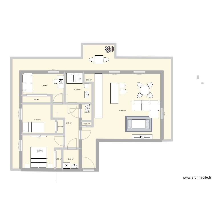 St Gratien. Plan de 13 pièces et 107 m2