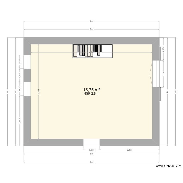 Extension. Plan de 1 pièce et 16 m2