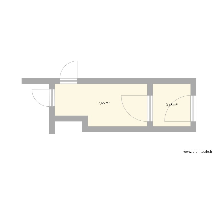 RDC BA. Plan de 2 pièces et 11 m2