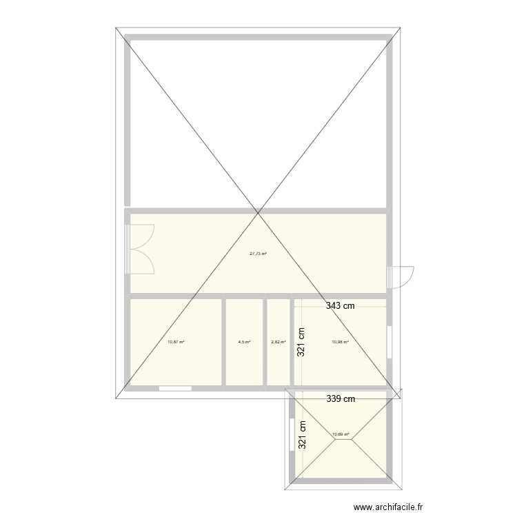 maison T. Plan de 6 pièces et 68 m2