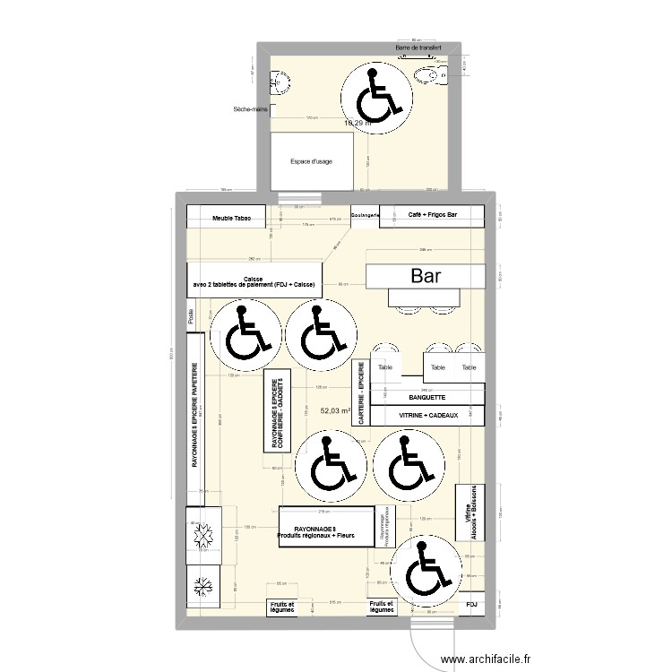 APRES TRAVAUX3. Plan de 2 pièces et 62 m2