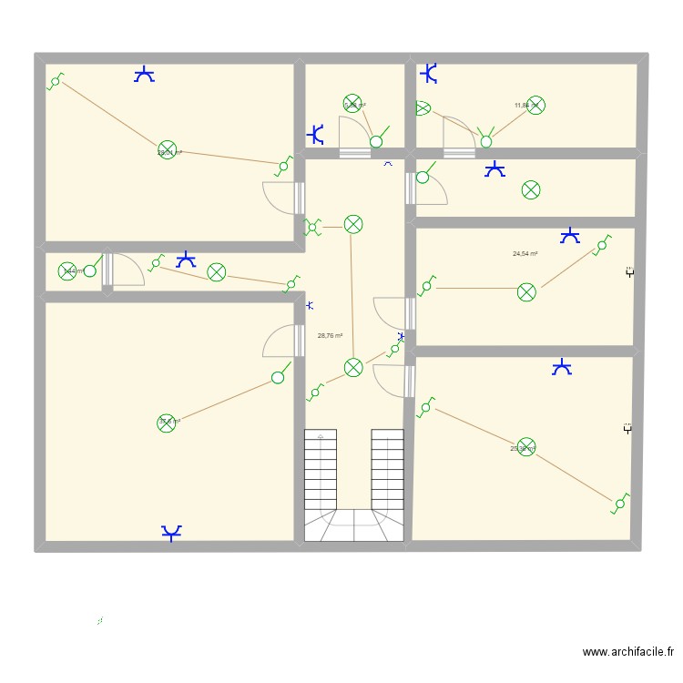 Elec Quentin schéma 3. Plan de 8 pièces et 163 m2