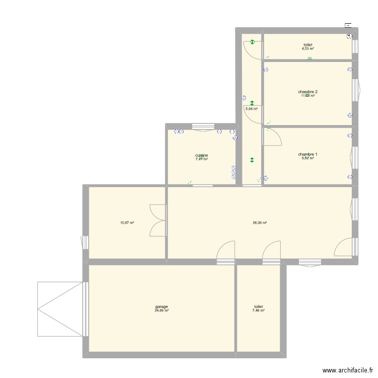 maison 2. Plan de 9 pièces et 108 m2