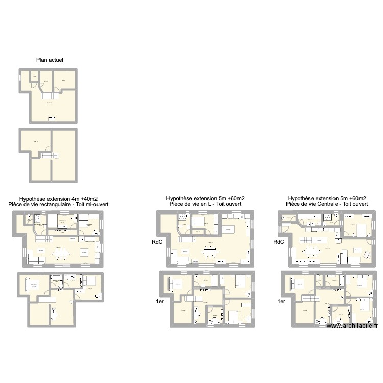 Hypothèses extension maison champcella. Plan de 41 pièces et 578 m2