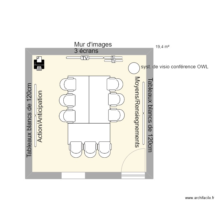 salle de crise_réunion4. Plan de 1 pièce et 19 m2