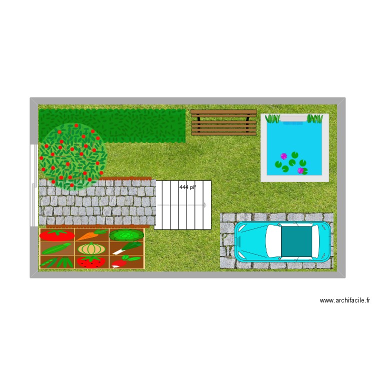 jardin1. Plan de 1 pièce et 41 m2