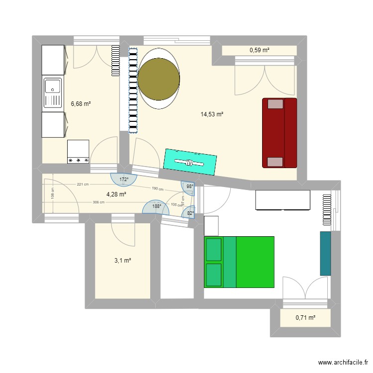 appartement Aubière. Plan de 6 pièces et 30 m2