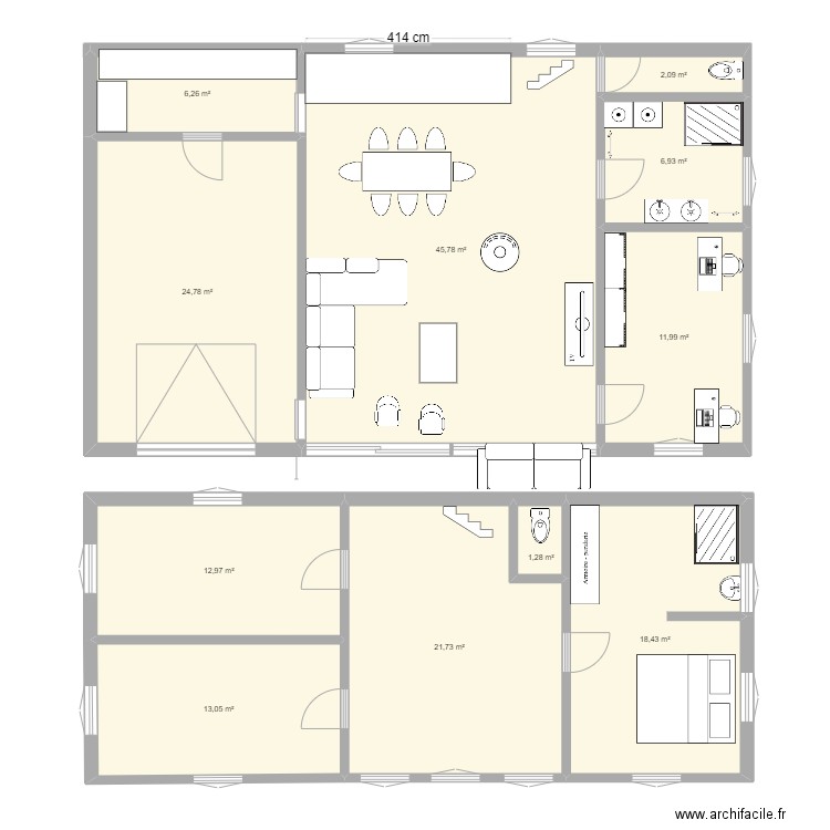 Future maison v3. Plan de 11 pièces et 165 m2