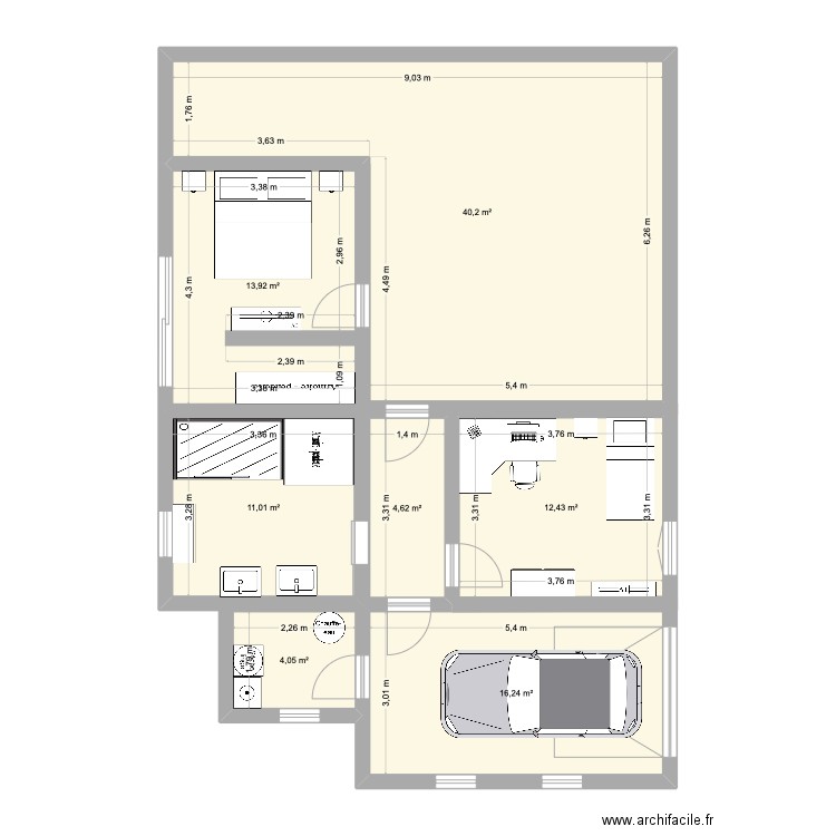 Projet maison. Plan de 7 pièces et 102 m2