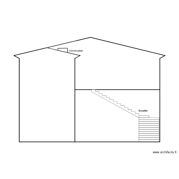 Plan de coupe. Plan de 2 pièces et 70 m2