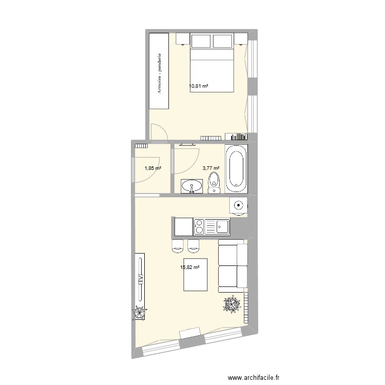 appart potentiel phil. Plan de 4 pièces et 32 m2