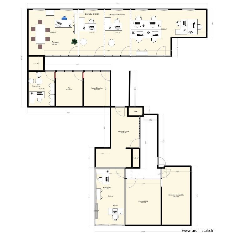 Bureaux SI 2eme étage.01.2025-V9. Plan de 15 pièces et 190 m2