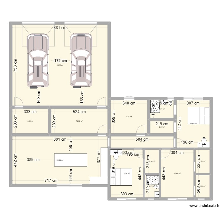 plan 3. Plan de 15 pièces et 199 m2