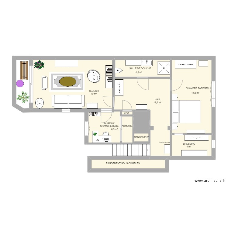 BUIZINGEN. Plan de 11 pièces et 65 m2