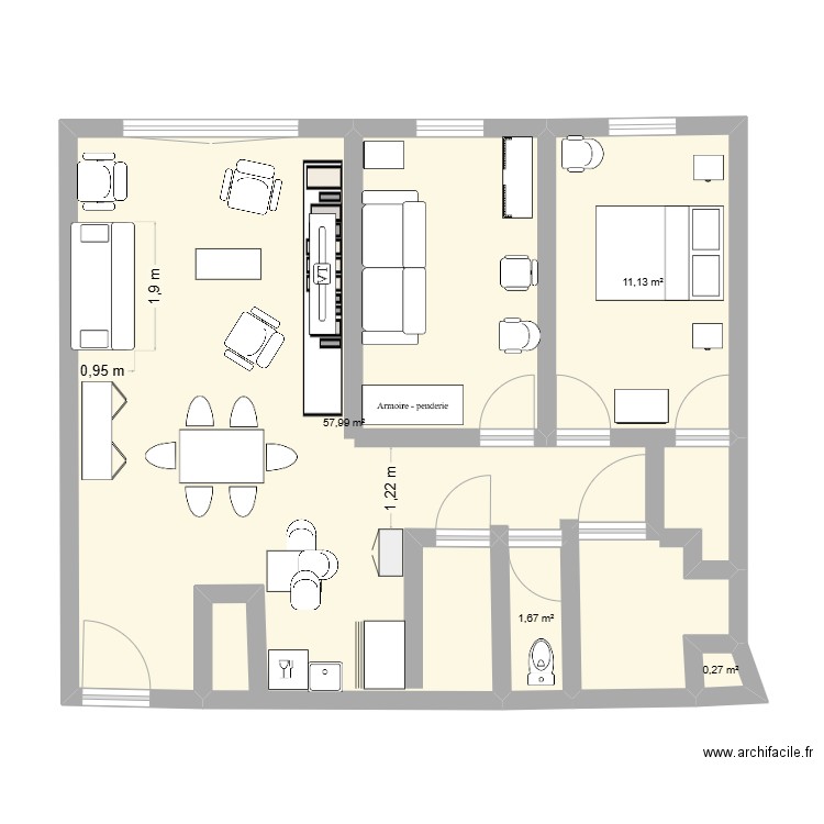 appart limoges. Plan de 4 pièces et 71 m2