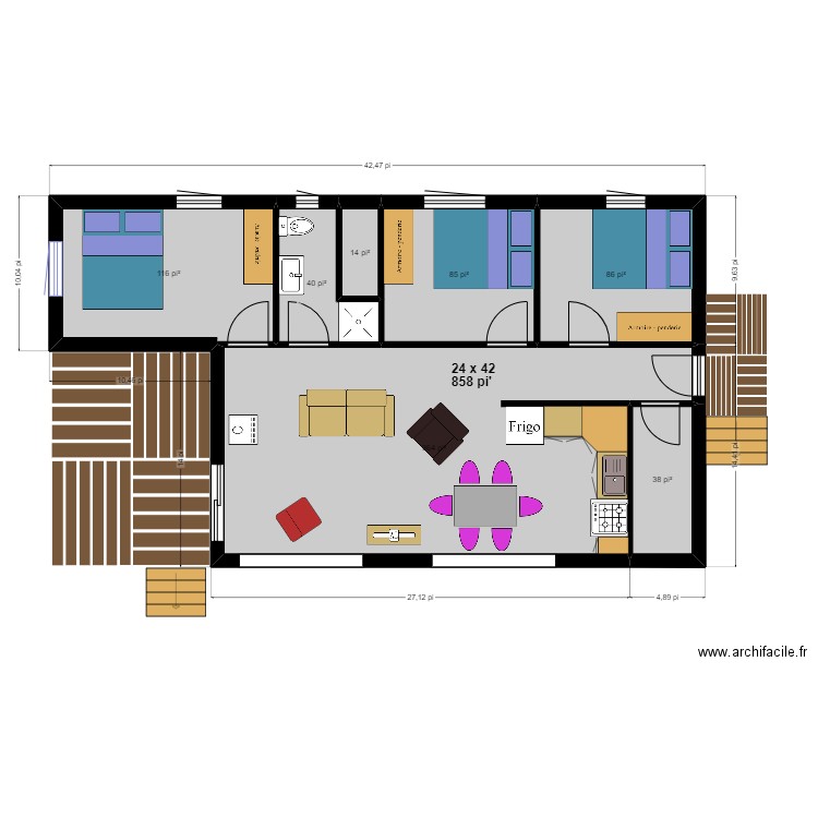 chalet 14. Plan de 7 pièces et 69 m2