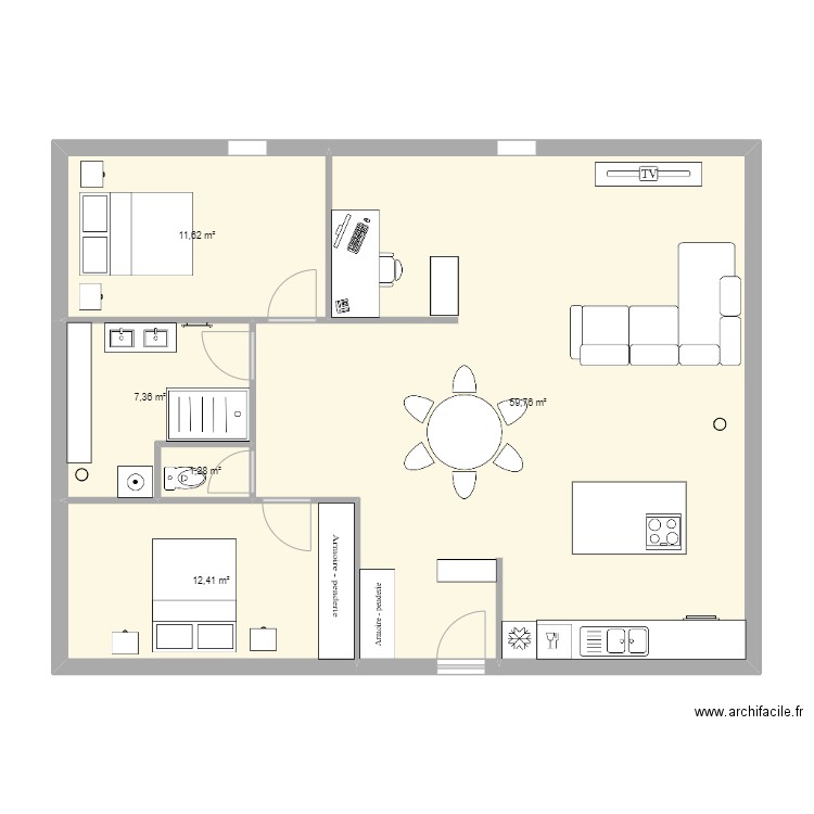 Saint martin de seignanx - 90M. Plan de 5 pièces et 92 m2