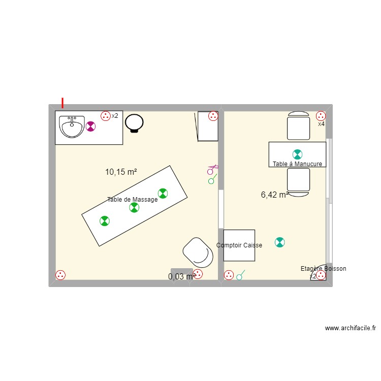 institut. Plan de 3 pièces et 17 m2