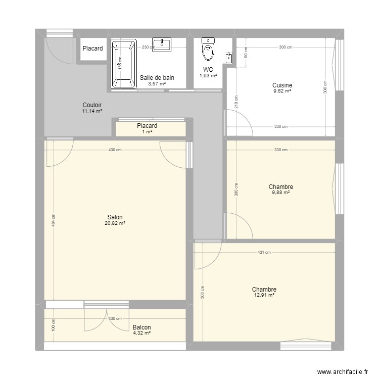 appart Val.1.2. Plan de 10 pièces et 75 m2