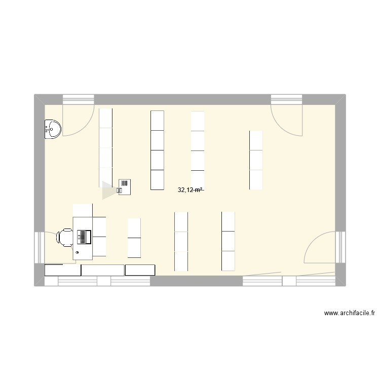 Classe CP-CE1. Plan de 1 pièce et 32 m2